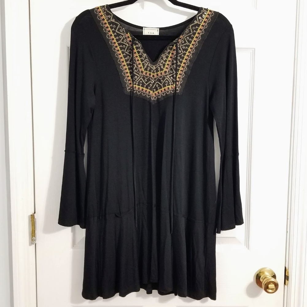 Black Bell Long Sleeve Embellished Dress-2 For $45